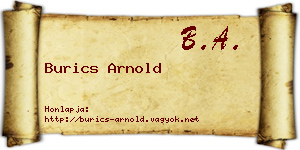 Burics Arnold névjegykártya